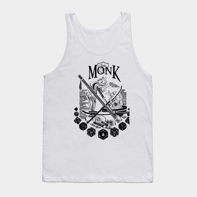 RPG Class Series: Monk - Black Version Tank Top by Milmino